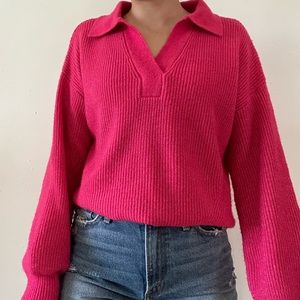 Pink Collared Sweater